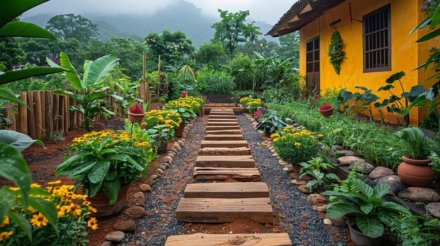 Foto jardines etnobotánicos de policultura con papel tapiz