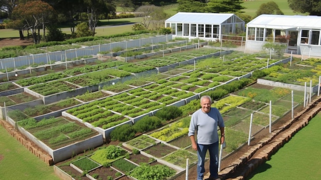 Jardins hortícolas prósperos da fazenda ao prato