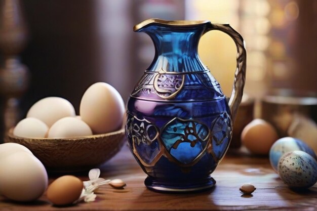 Jarro árabe brilhante com ovos