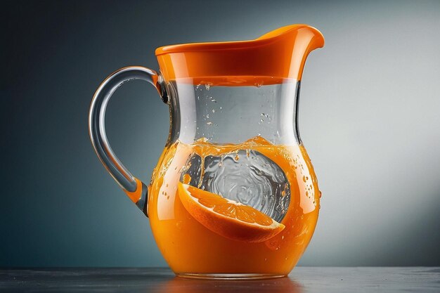 Foto jarro de jugo de naranja recién exprimido