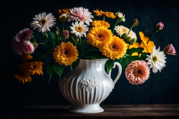 Un jarrón blanco con la palabra "daisy" en él.