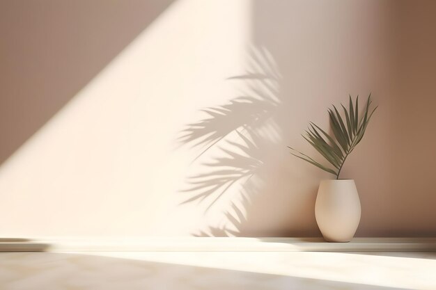 un jarrón blanco con una palmera y una planta en él