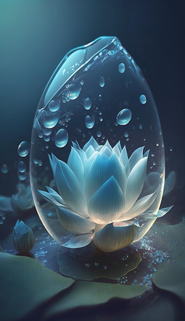 Jarrón de cristal con una flor en su interior ai generativo.