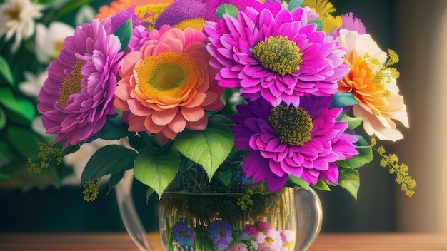 Un jarrón de flores con un fondo verde.