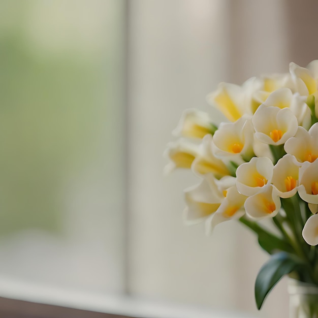 un jarrón de flores con el nombre "h" en la parte inferior