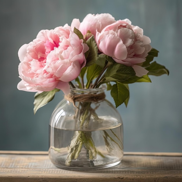 un jarrón con flores rosas en una mesa