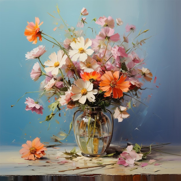 Jarrón con hermosas flores de peonía en mesa