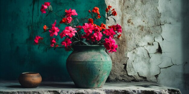 Un jarrón lleno de flores rosas.