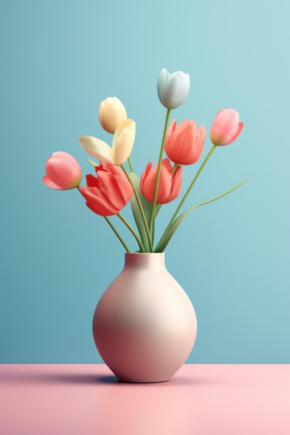 jarrón transparente de póster de rosas en el estilo del minimalismo AI Generar