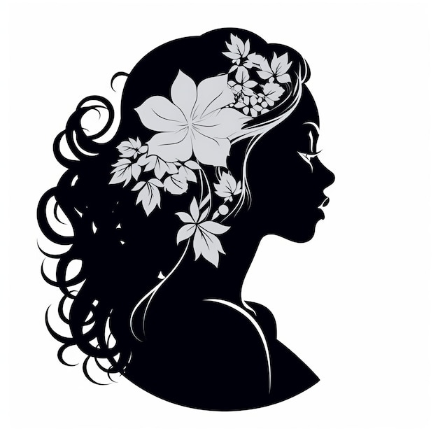 Jasmine Silhouette Vector Realismo exótico en blanco y negro