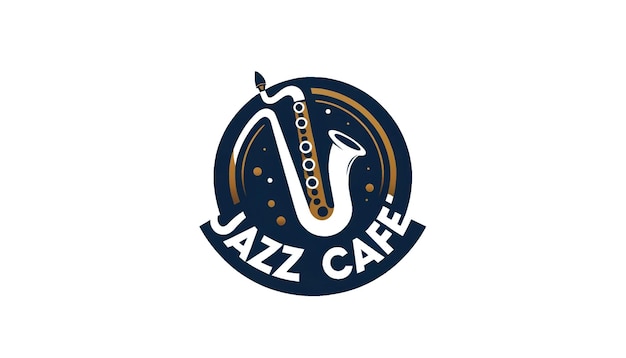 Foto jazz cafe logo saxophone desenho de silhueta