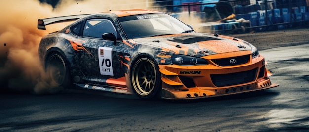 jdm japonês carro à deriva foto profissional fumaça dinâmica em movimento trilha esporte tuning fotografia