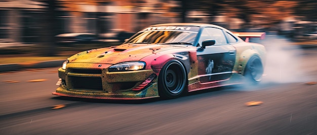 jdm japonés a la deriva coche foto profesional fumar dinámica en movimiento pista deporte tuning fotografía