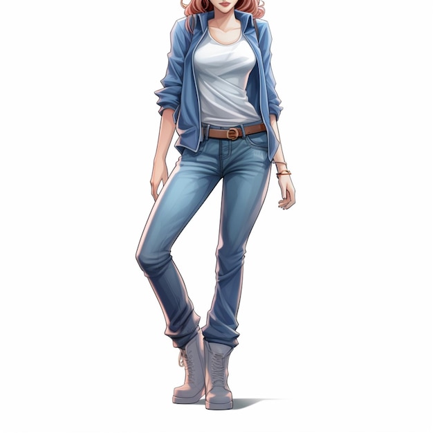 Jeans 2D-Cartoon-Illustration auf weißem Hintergrund von hoher Qualität