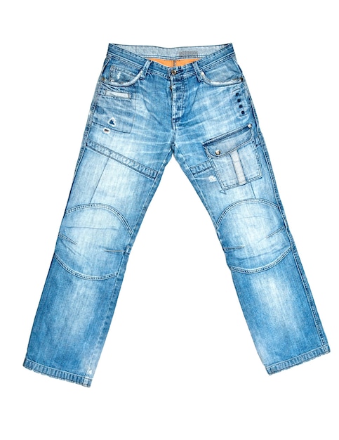 Jeans aislados en pantalones blancos