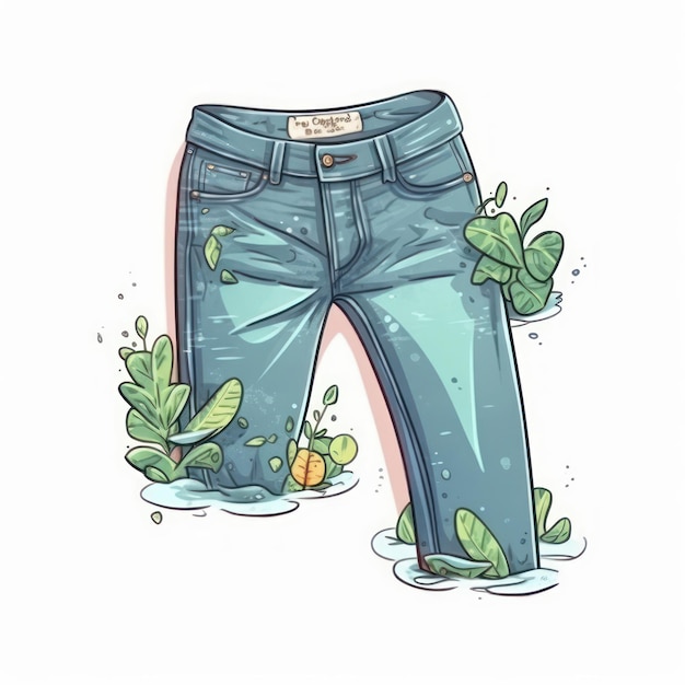 Jeans auf weißem Hintergrund. Cartoon-Illustration