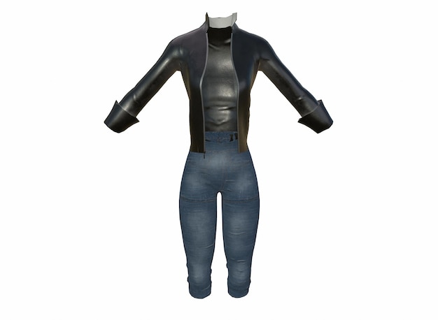 Foto jeans y una chaqueta sobre un fondo blanco 3drendering