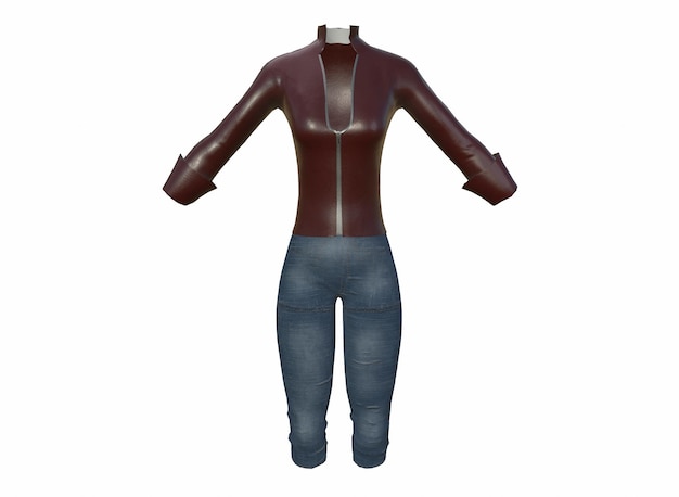 Jeans y una chaqueta sobre un fondo blanco 3drendering