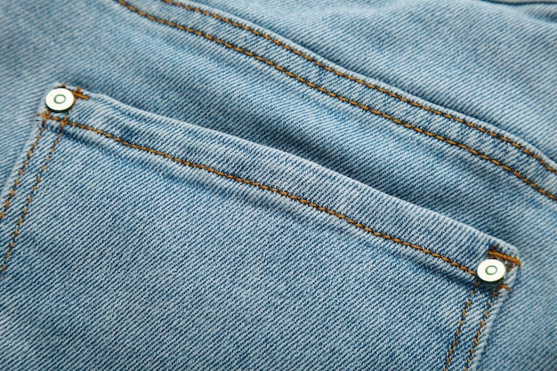 Jeans de bolso frontal azul closeup Macro