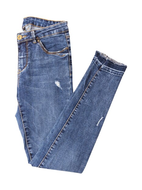jeans de denim isolados sobre fundo branco modelo de calças de denim