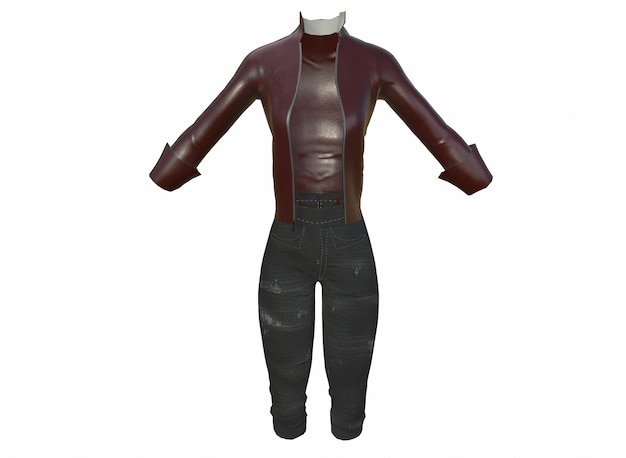 Foto jeans e uma jaqueta em um fundo branco 3drendering