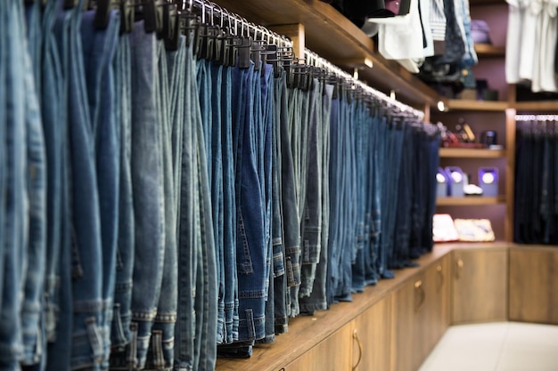 Jeans in verschiedenen Farben in einem Bekleidungsgeschäft