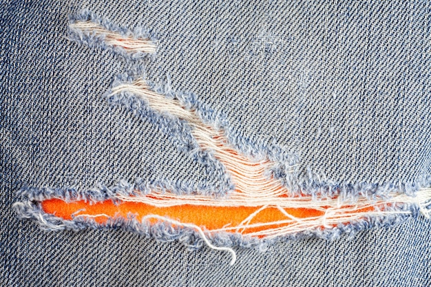 Jeans zerrissen, Denim-Textur.