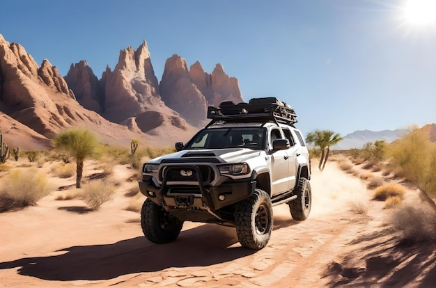 Jeep conduciendo por el desierto