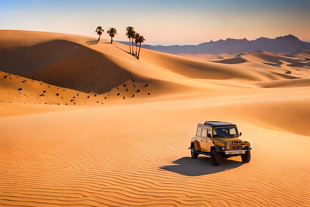 Jeep conduciendo por el desierto