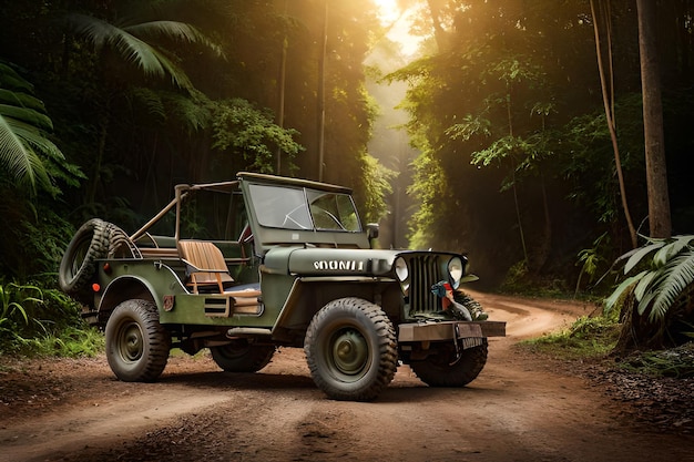 Foto un jeep en la jungla con la palabra ign en el lateral.