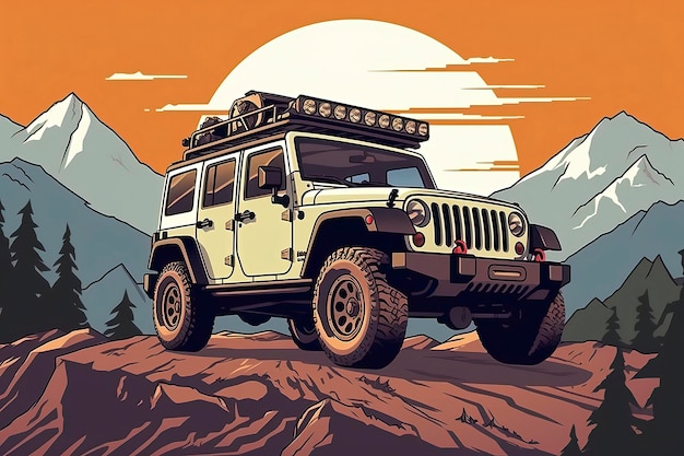 Foto jeep de montaña ilustración ilustración de transporte ia generativa