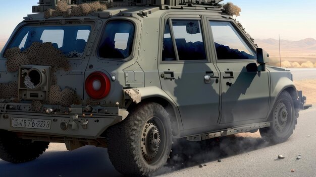 Foto un jeep con la palabra ejército en el lateral.