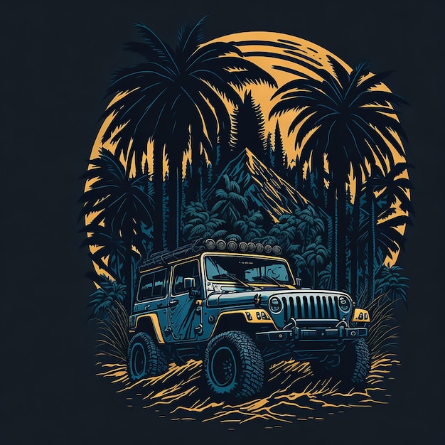 Jeep todoterreno 4x4 para diseño de logotipo de camiseta
