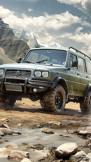 Foto un jeep verde con la palabra ford en el frente