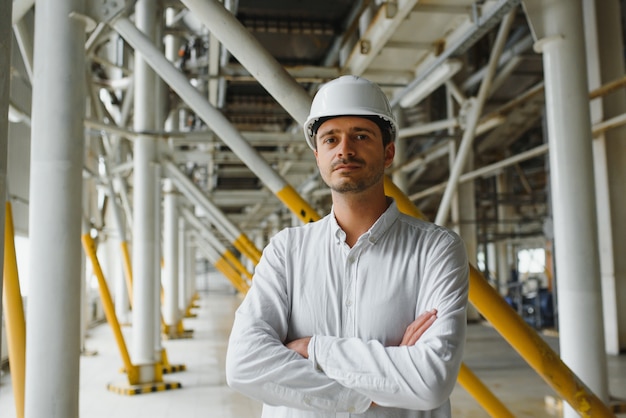 Foto jefe de fábrica en inspección de fabricación