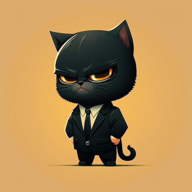 Foto el jefe del gato está vestido con un traje negro.