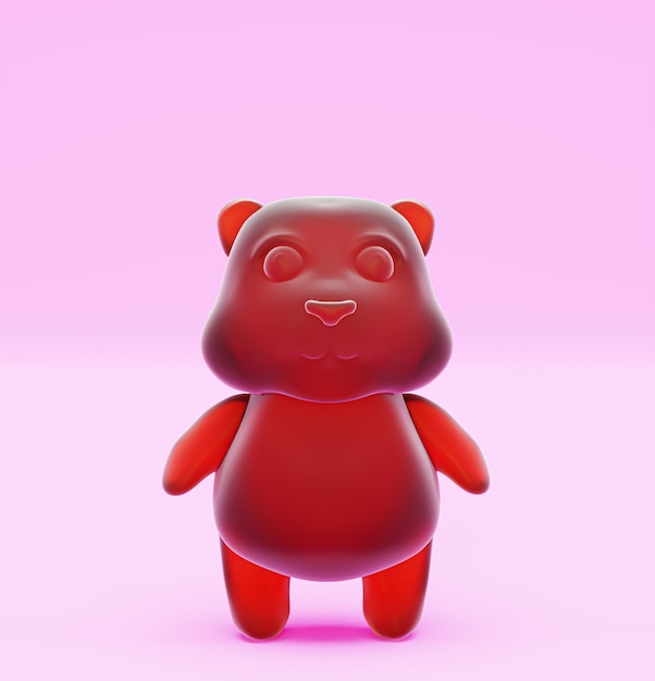 Jelly bear sobre un fondo rosa Jelly beans dulces para niños Gummy Bear 3d render