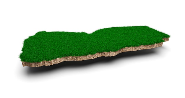 Jemen Karte Boden Land Geologie Querschnitt mit grünem Gras und Rock Bodenstruktur 3D-Darstellung