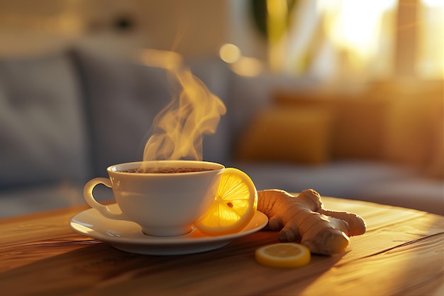 Foto el jengibre del té y el limón son sabrosos y saludables