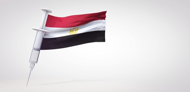 Jeringa de inmunización de vacunas con bandera de egipto d renderizado