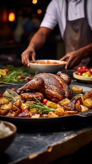 Jerk Chicken, ein jamaikanisches würziges Grillfleischgericht