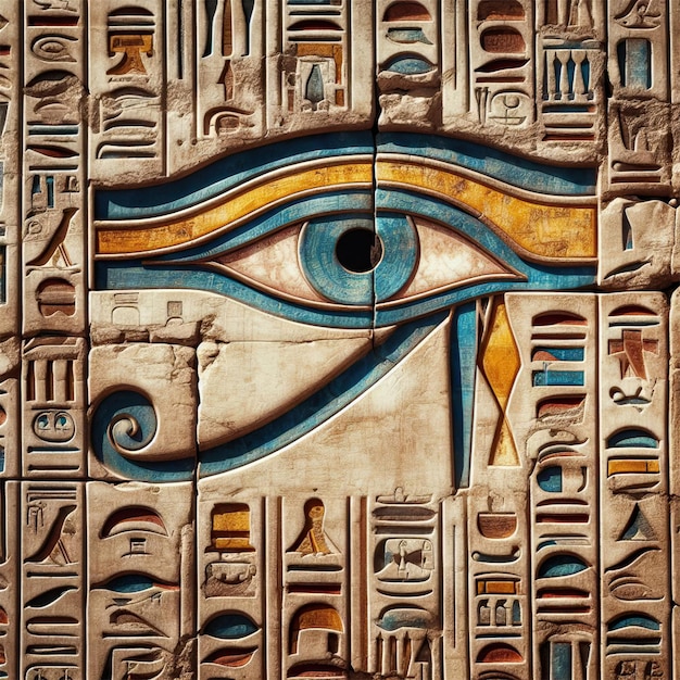 Jeroglíficos del antiguo Egipto que representan el Ojo de Horus, también conocido como el Oyo de Ra.