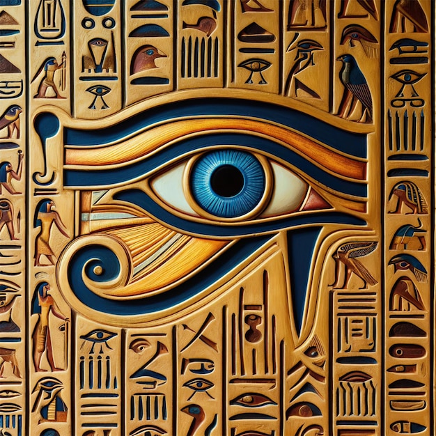 Jeroglíficos del antiguo Egipto que representan el Ojo de Horus, también conocido como el Oyo de Ra.