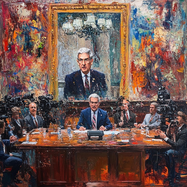 Jerome Powell hablando en una conferencia