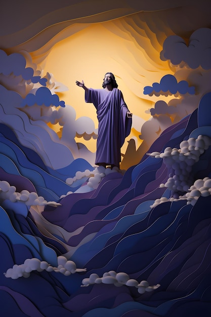 Jesucristo ascendiendo a los cielos y bendiciendo a los apóstoles