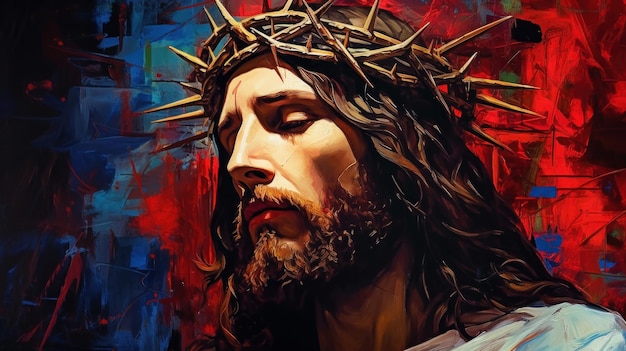 Jesucristo con corona de espinas Pintura al óleo renacentista Celebración de Pascua