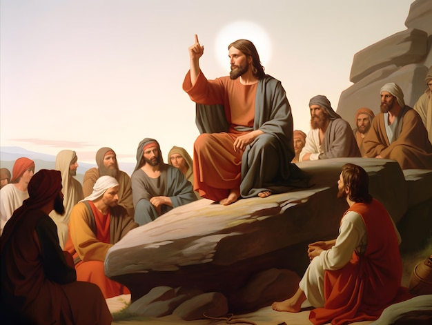 Jesucristo difundiendo su enseñanza a la gente