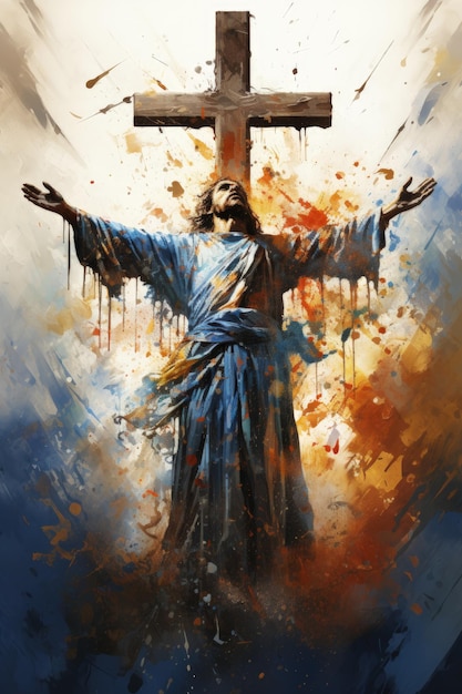 Jesucristo dios crucificado en la cruz religión cristianismo