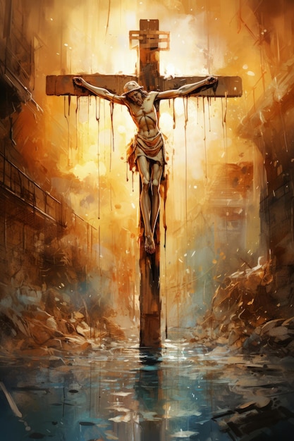 Jesucristo dios crucificado en la cruz religión cristianismo