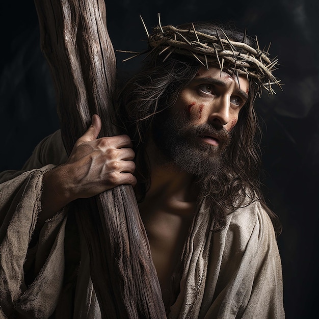 Foto jesucristo llevando la cruz representa la muerte.